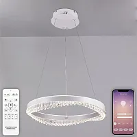 Люстра подвесная INNOVATION STYLE 83126 Natali Kovaltseva прозрачная на 1 лампу, основание белое в стиле современный кольца с пультом Люстра подвесная INNOVATION STYLE 83126 Natali Kovaltseva прозрачная на 1 лампу, основание белое в стиле современный кольца с пультом